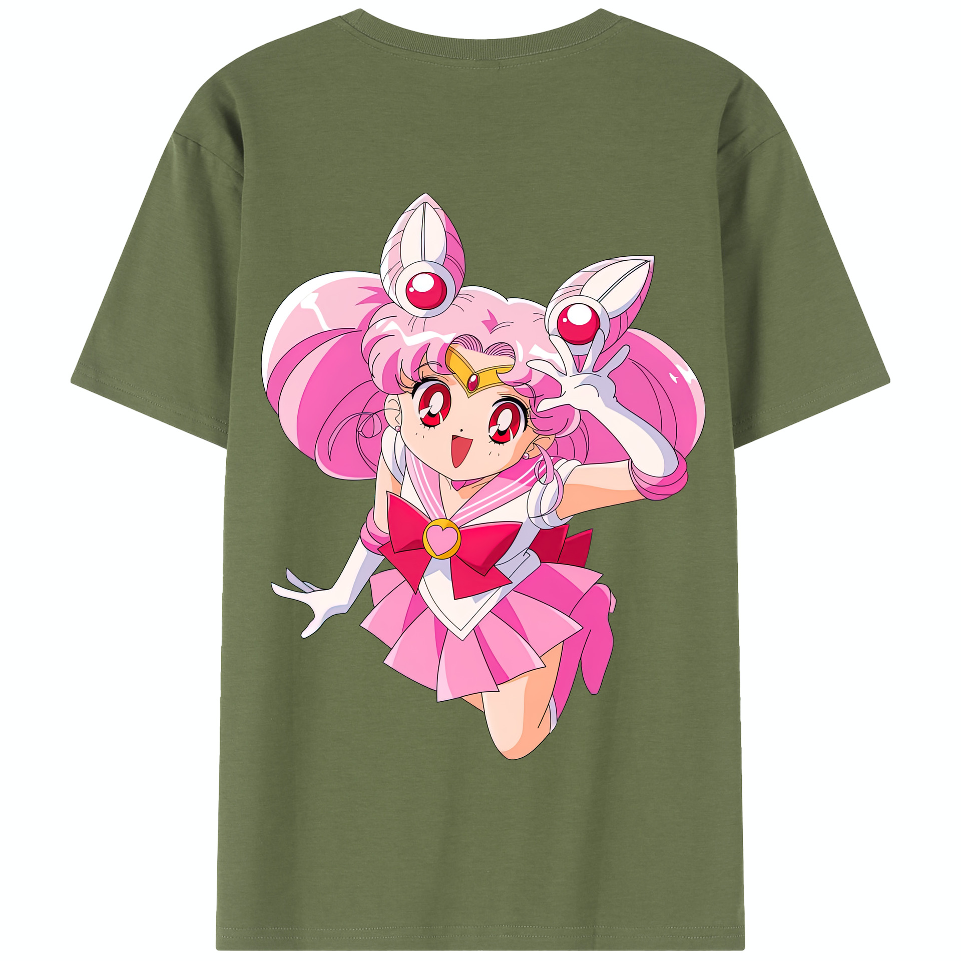 （画像用） 美少女戦士セーラームーン ちびうさ Sailor Moon Chibiusa Tsukino Usagi Small Lady Serenity 綿100％半袖Tシャツ（背面プリント）